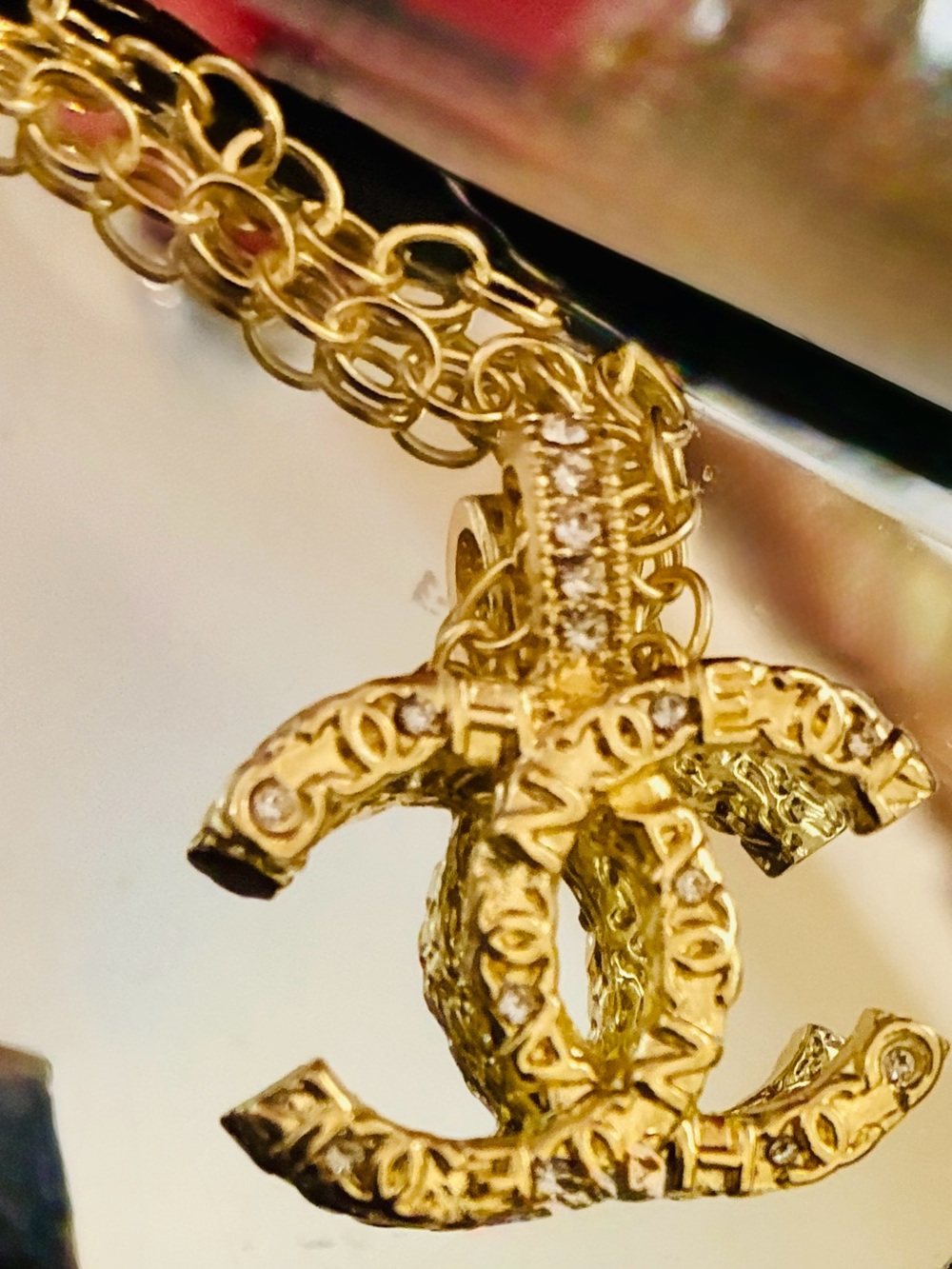 18kt GP Interlocking CC Pendant Necklace